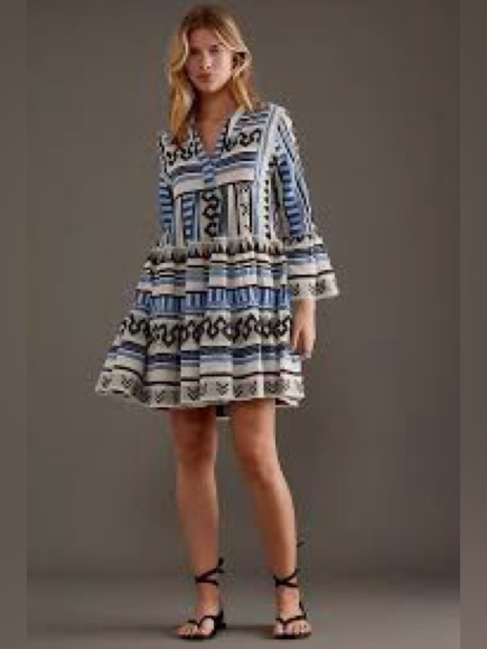 Pearl & Caviar Zakar Cotton Dress in the Blue/Black colorway